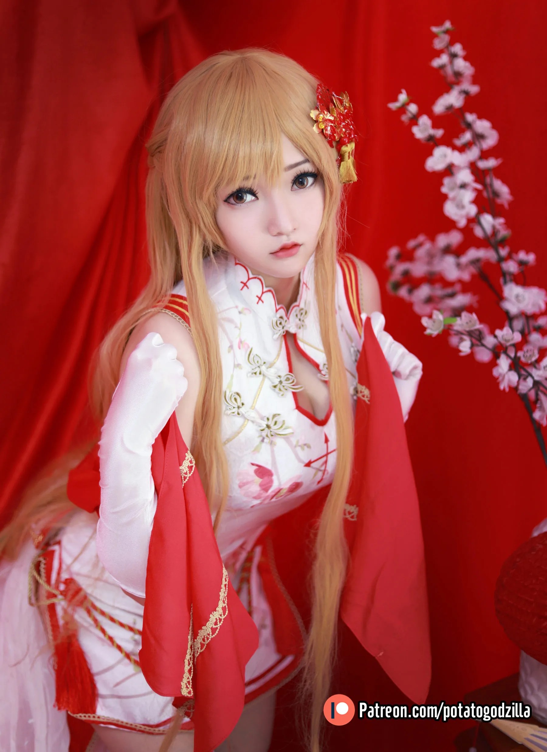 Coser小姐姐土豆哥斯拉-Asuna Yuuki Qipao-美图素材